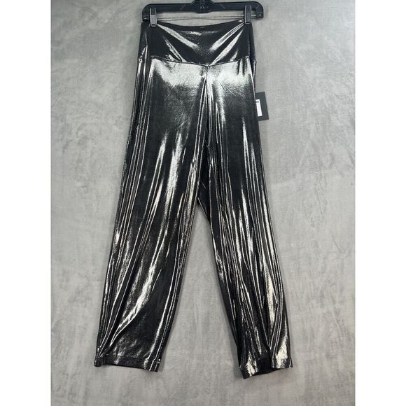 Free People Norma Kamali Pencil Pants Size Large Silver Metallic - Picture 2 of 9
